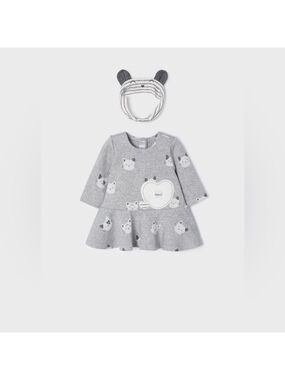 Mayoral Gray Dress with Cute Bear Design
